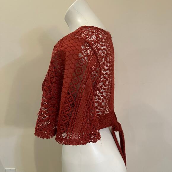 Express Rust Boho Cropped Top sz M - Picture 6 of 6